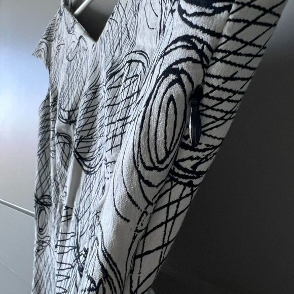 Pamela Milano Dress Women XS Geometric Beige Black Fit & Flare Made in Italy EUC - Picture 9 of 14